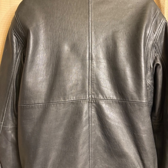 Clairborne Lamb Black Leather Bomber Jacket Men's L - Picture 13 of 16